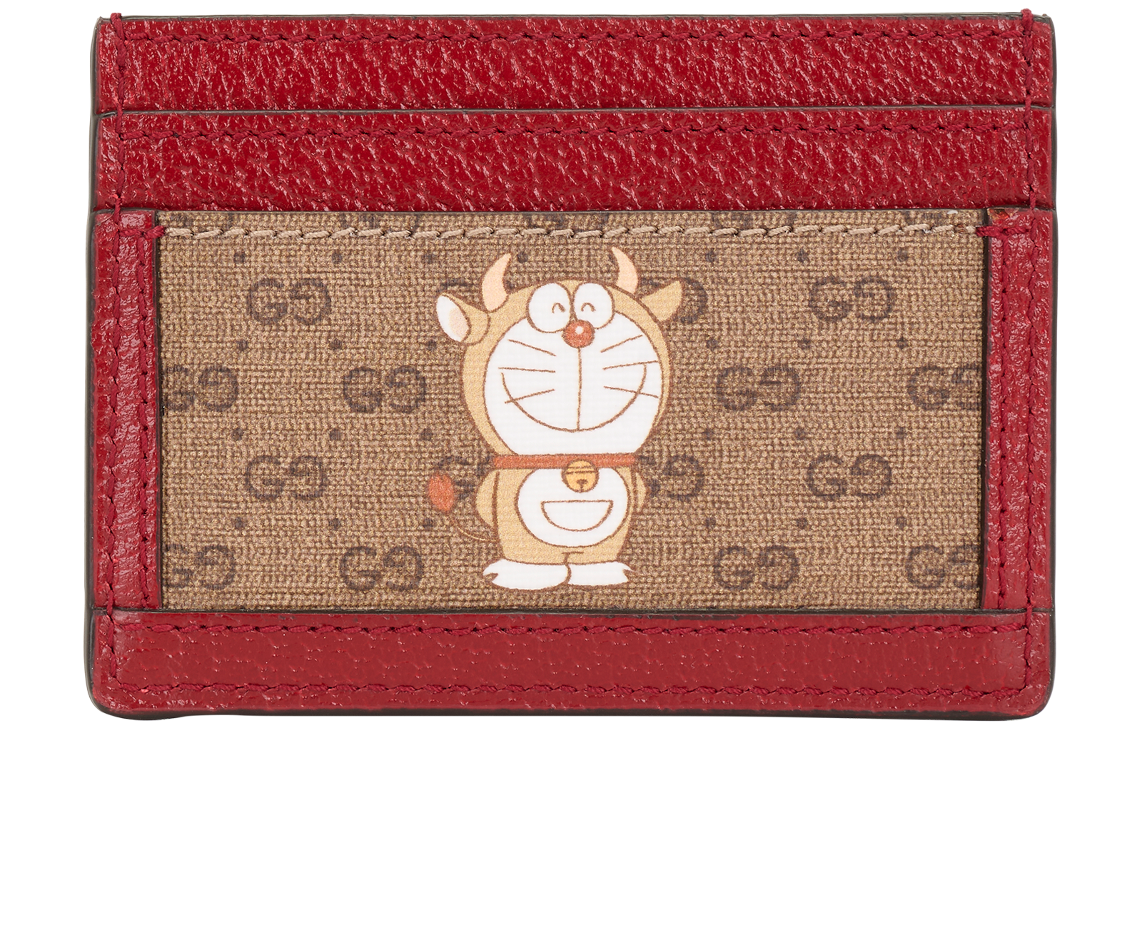 Gucci X Doraemon Card Holder, &pound;130, Accessories, Beige/Red, Canvas, Back view